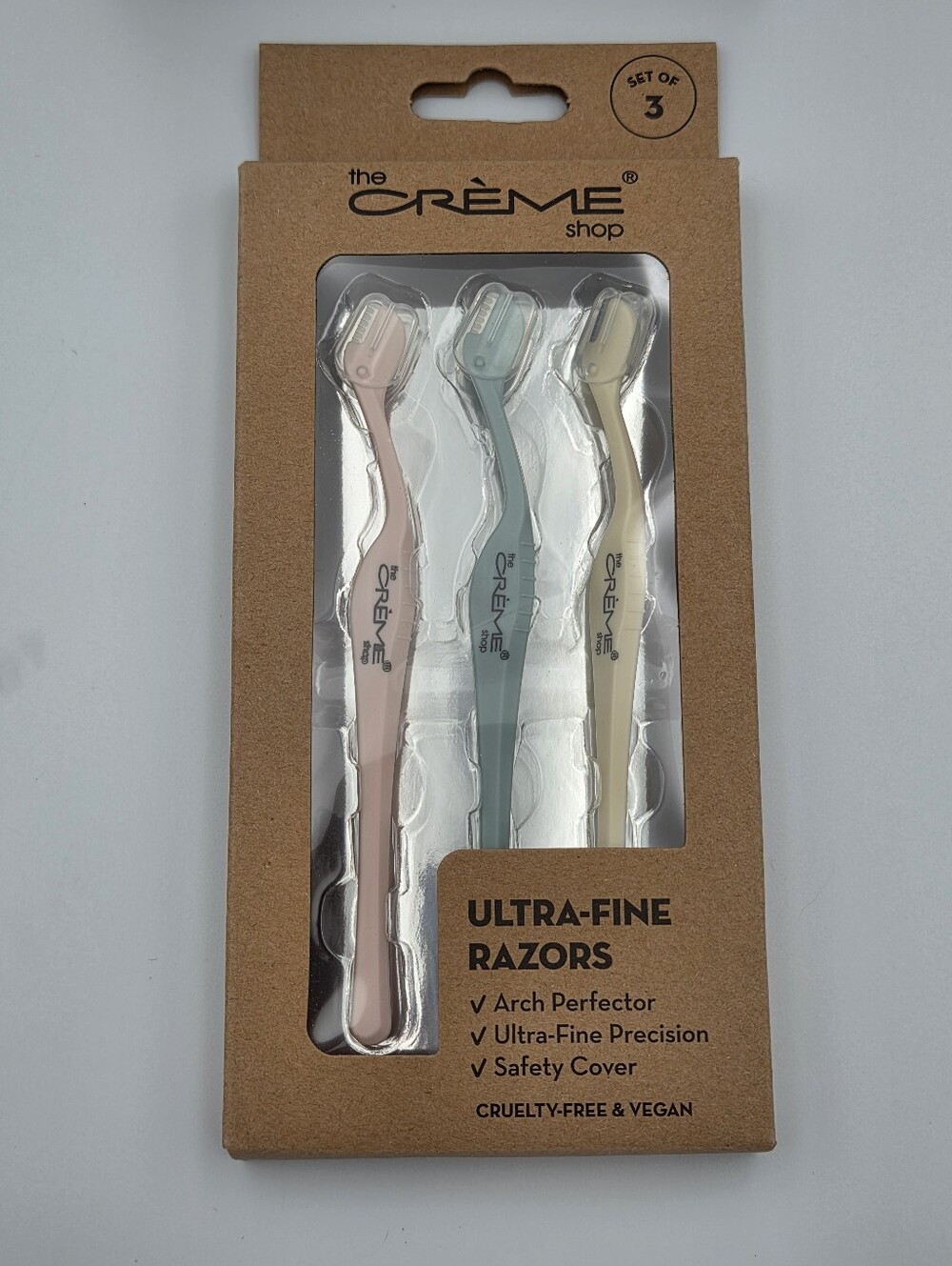 The Crème Shop Ultra-Fine Razors - Pastel Pink, Blue & Cream Set of 3 NIB